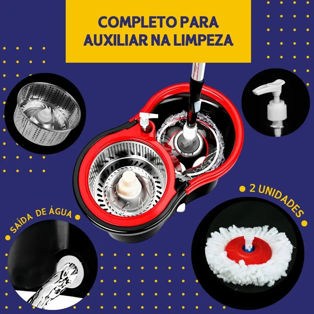 Mop Giratório Com Cesto Em Inox - CleanPro